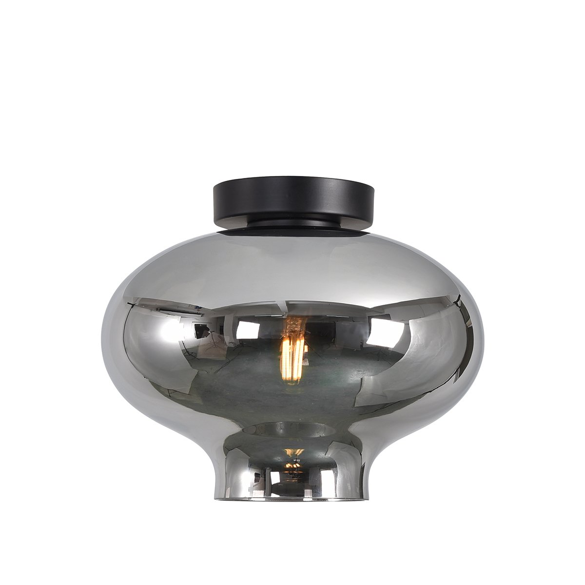 Loftlampe titanium glas Dozza - Ø 26,5 cm