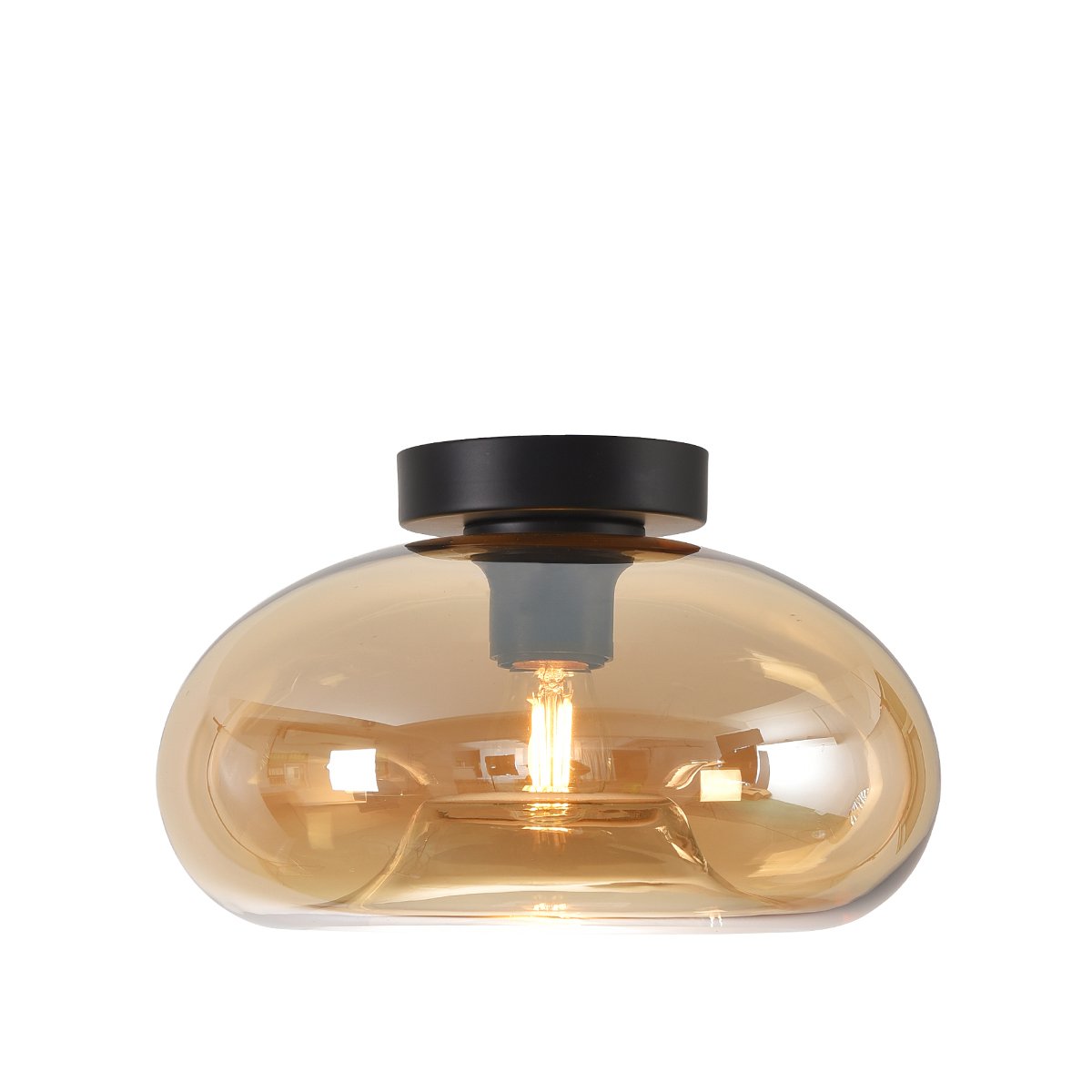 Loftlampe rund guldglas Edolo - Ø 28 cm