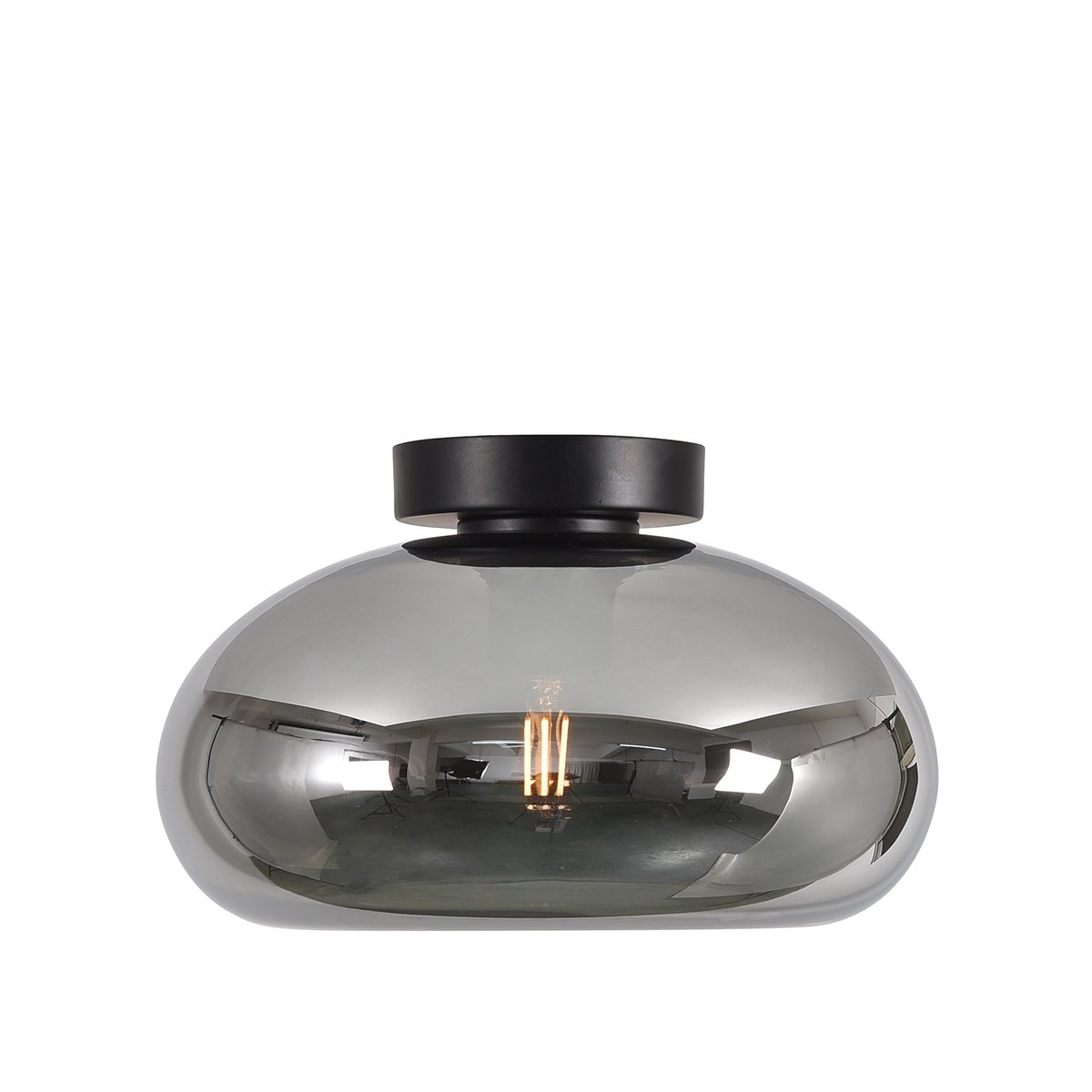 Loftlampe rund titanium glas Edolo - Ø 28 cm