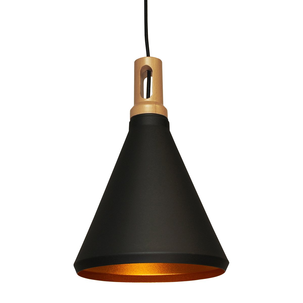 Hanging lamp conical black gold Cantù - Ø 26 cm