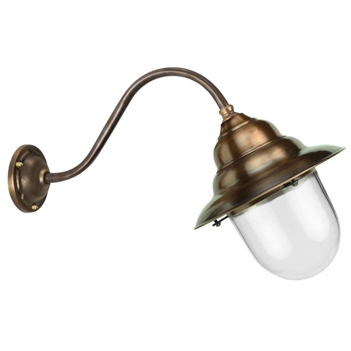 Buitenlampen Klassiek Landelijk Stallamp schuin met stolp koper Abbega - 35 cm