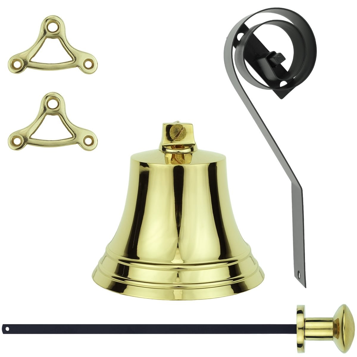 Hardware Doorbells Pulling bell set solid polished brass - Ø 80 mm